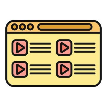 Browser window showing video playlist and streaming content Stock Illustration