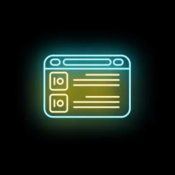 Browser window showing website content layout glowing neon Stock-Illustration
