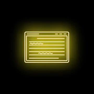 Browser window showing website content with neon glow Stock Illustration