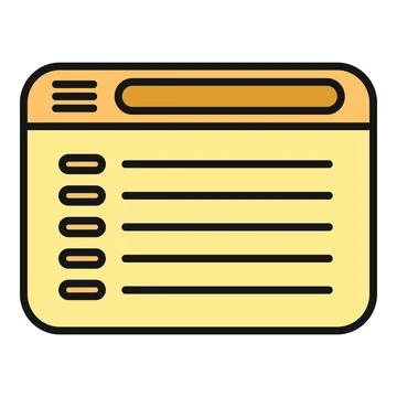 Browser window showing website interface with a menu list Illustrazione stock
