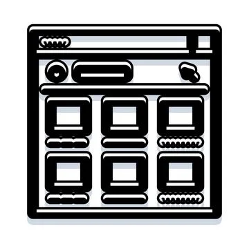 Browser window showing website layout with digital content イラスト素材