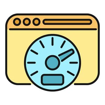 Browser window showing website speed performance speedometer Stock Illustration