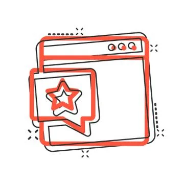 Browser window with star icon in comic style. Wish list cartoon vector illust Stock Illustration