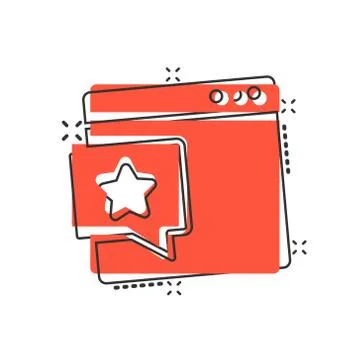 Browser window with star icon in comic style. Wish list cartoon vector illust Stock Illustration