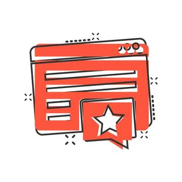 Browser window with star icon in comic style. Wish list cartoon vector illust 库存插图