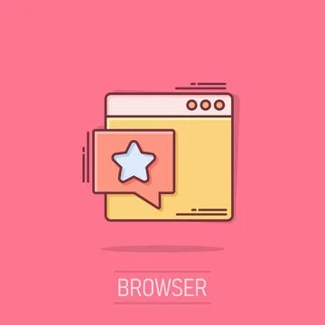 Browser window with star icon in comic style. Wish list cartoon vector illu.. 库存插图