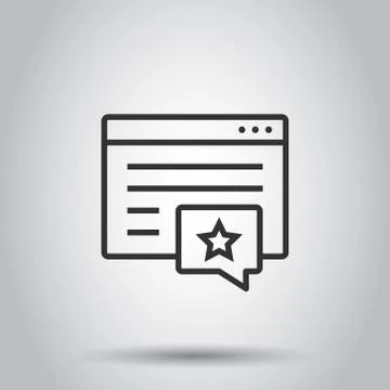 Browser window with star icon in flat style. Wish list vector illustration on Stock Illustration