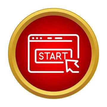 Browser window with start button and clicking cursor Stock Illustration