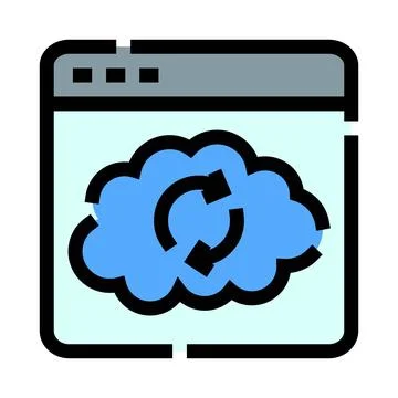 Browser window syncing data with cloud computing service Stock Illustration