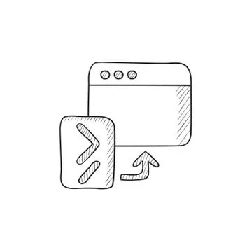 Browser window with terminal startup sketch icon Illustrazione stock