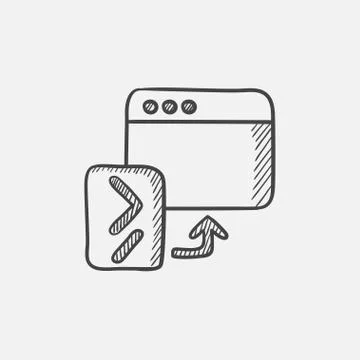 Browser window with terminal startup sketch icon Illustrazione stock