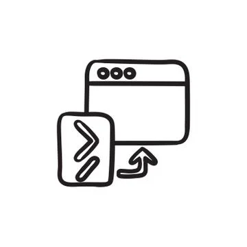 Browser window with terminal startup sketch icon Stock Illustration