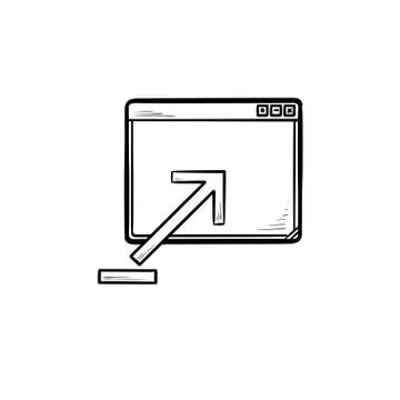 Browser window with upload sign hand drawn outline doodle icon. Stock Illustration