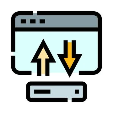 Browser window with uploading and downloading data arrows Stock Illustration