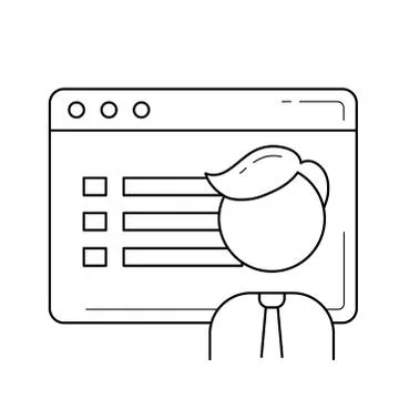 Browser window with user interface line icon. Illustrazione stock