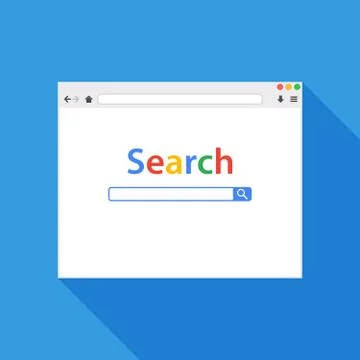 Browser window vector illustration. Flat style with long shadow. Window conce Stock Illustration