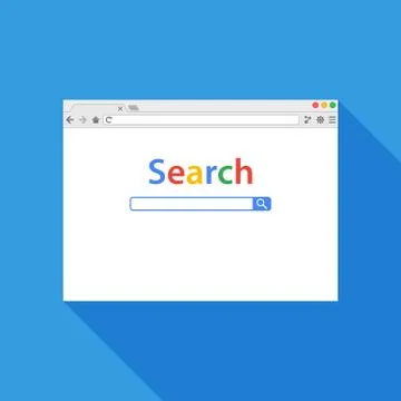 Browser window vector illustration. Flat style with long shadow. Window conce Stock Illustration