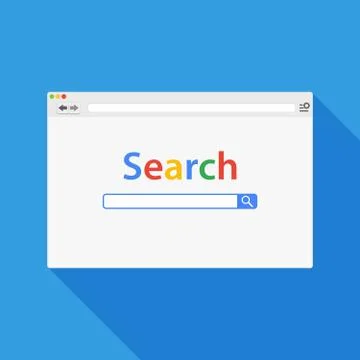 Browser window vector illustration. Simple web browser in flat style with lon Illustrazione stock