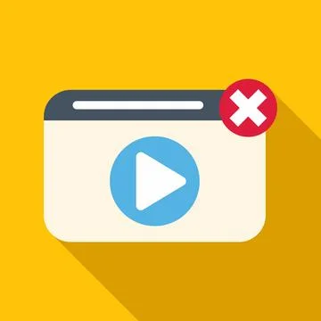 Browser window with video player and close icon Illustrazione stock