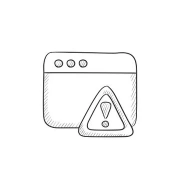 Browser window with warning sign sketch icon イラスト素材