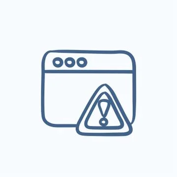 Browser window with warning sign sketch icon イラスト素材