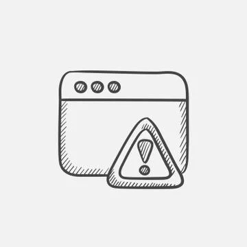 Browser window with warning sign sketch icon イラスト素材