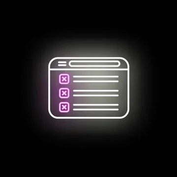 Browser window with website checklist neon icon 스톡 일러스트