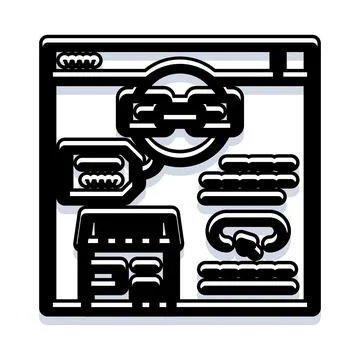 Browser window with website links and online shop Stock Illustration