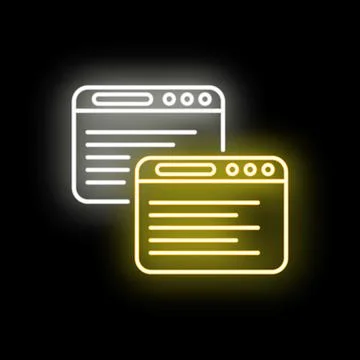 Browser windows neon light displaying web content イラスト素材