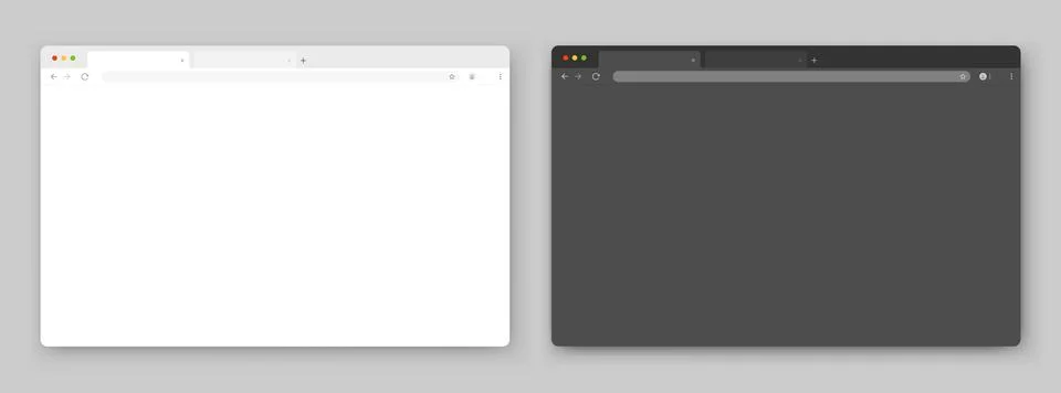 Browser windows. A set of realistic empty browser windows in white and gray with Stock Illustration