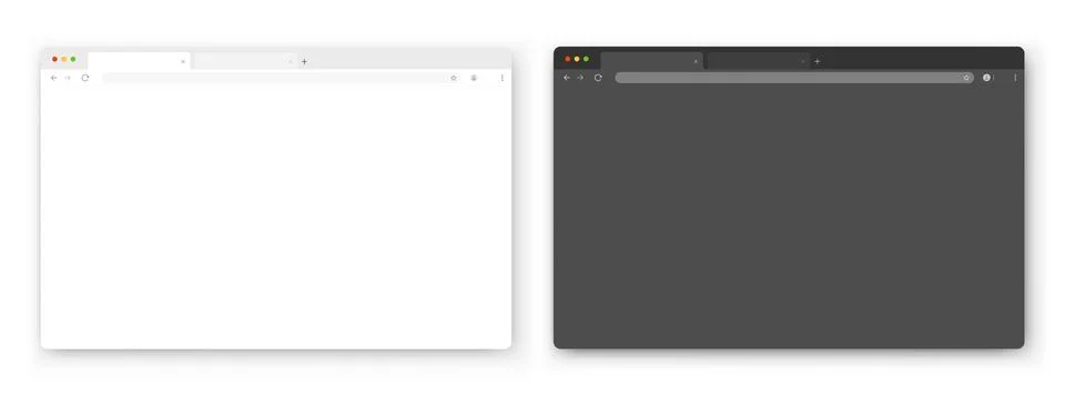 Browser windows. A set of realistic empty browser windows in white and gray with Stock Illustration