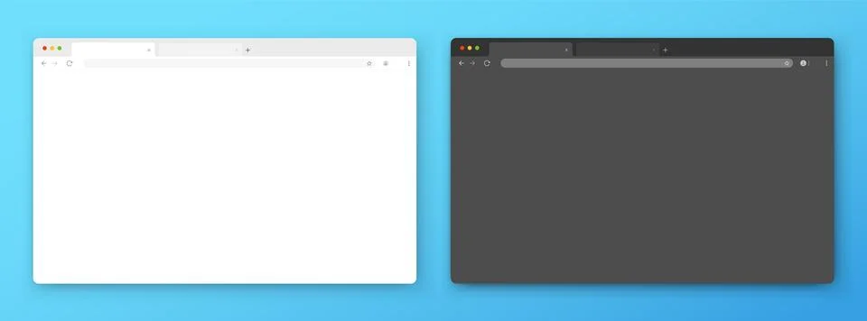 Browser windows. A set of realistic empty browser windows in white and gray with Stock Illustration