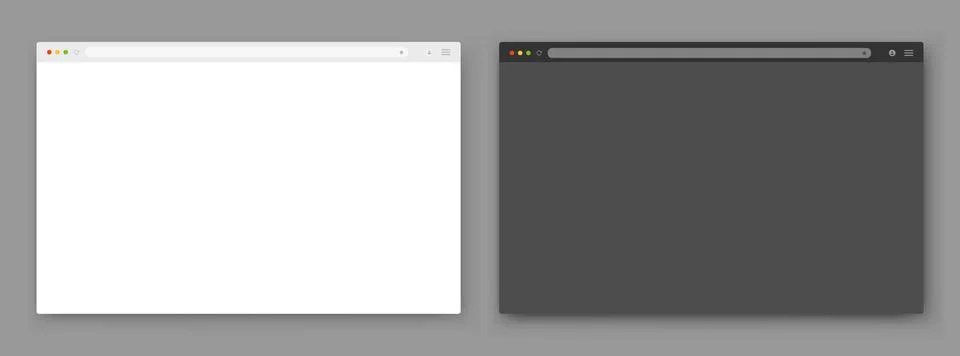 Browser windows. A set of realistic empty browser windows with a toolbar, a Stock Illustration