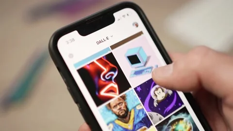 Browsing AI Generated Images From Open AI Dall E 2 app Stock Footage 229676871