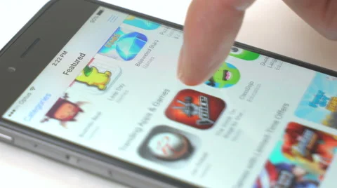 Browsing the Apple App Store on iPhone Stock Footage 63494666