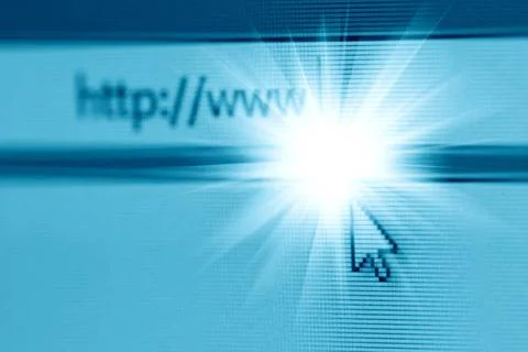 Browsing bar text http www ,macro internet address displayed on computer m... Foto stock