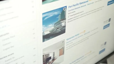 Browsing Hotel to Book Online on a Computer Screen Closeup Stock Footage 218338057