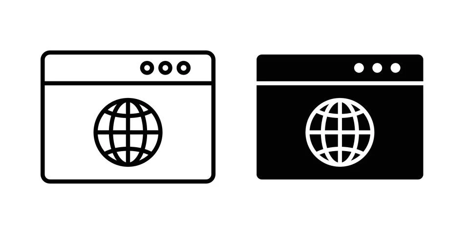 Browsing icon thin line and clipart style vector set 스톡 일러스트