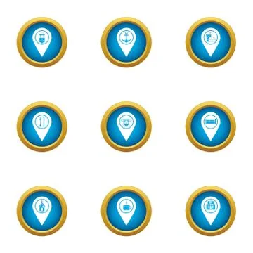 Browsing icons set, flat style Stock Illustration