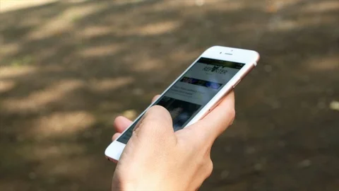 Browsing Internet Iphone Stock-Footage 92286358