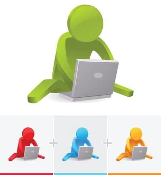 Browsing Internet with laptop Stock Illustration