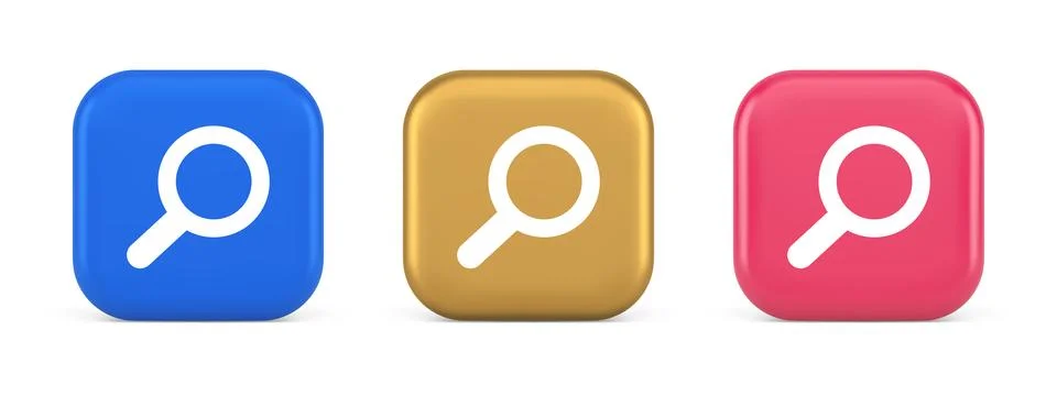 Browsing internet searching button magnifying glass analyzing information 3.. 库存插图