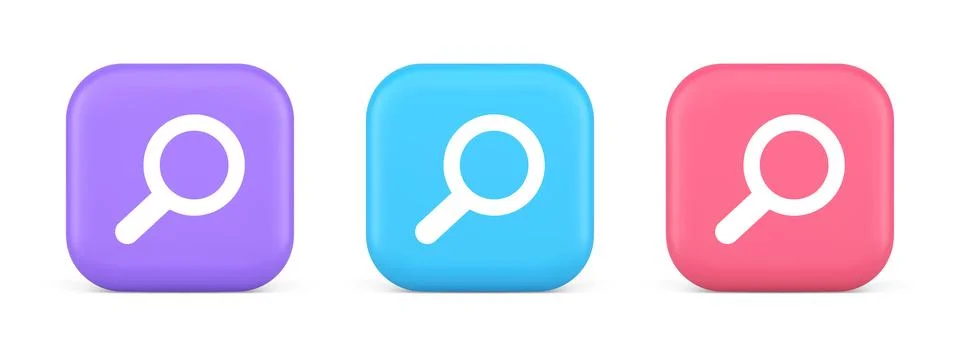 Browsing internet searching button magnifying glass analyzing information 3.. Illustrazione stock