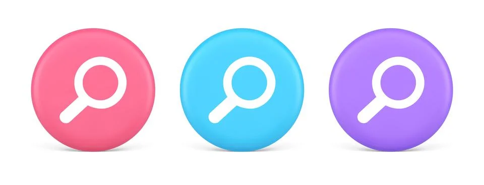 Browsing internet searching button magnifying glass analyzing information 3d  Illustrazione stock