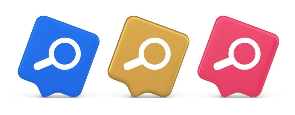 Browsing internet searching button magnifying glass analyzing information 3.. Illustrazione stock