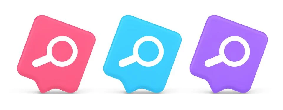 Browsing internet searching button magnifying glass analyzing information 3.. Illustrazione stock
