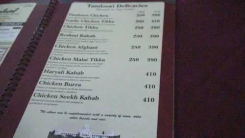 Browsing Menu Of Popular Restaurant In Delhi, India Stock Footage 159157822