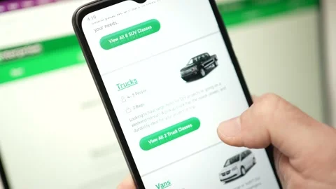 Browsing Rent a Car App On a Smartphone Screen Closeup Stock Footage 223261748
