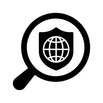 Browsing, safe, search icon. Black vector graphics. Stock Illustration