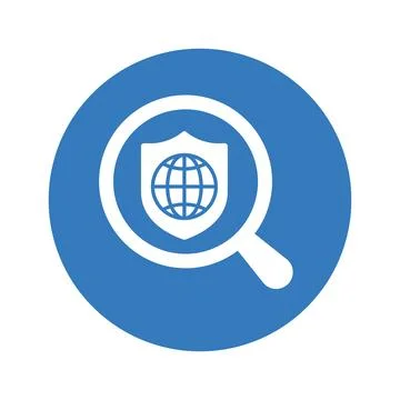 Browsing, safe, search icon. Blue color design. Stock Illustration